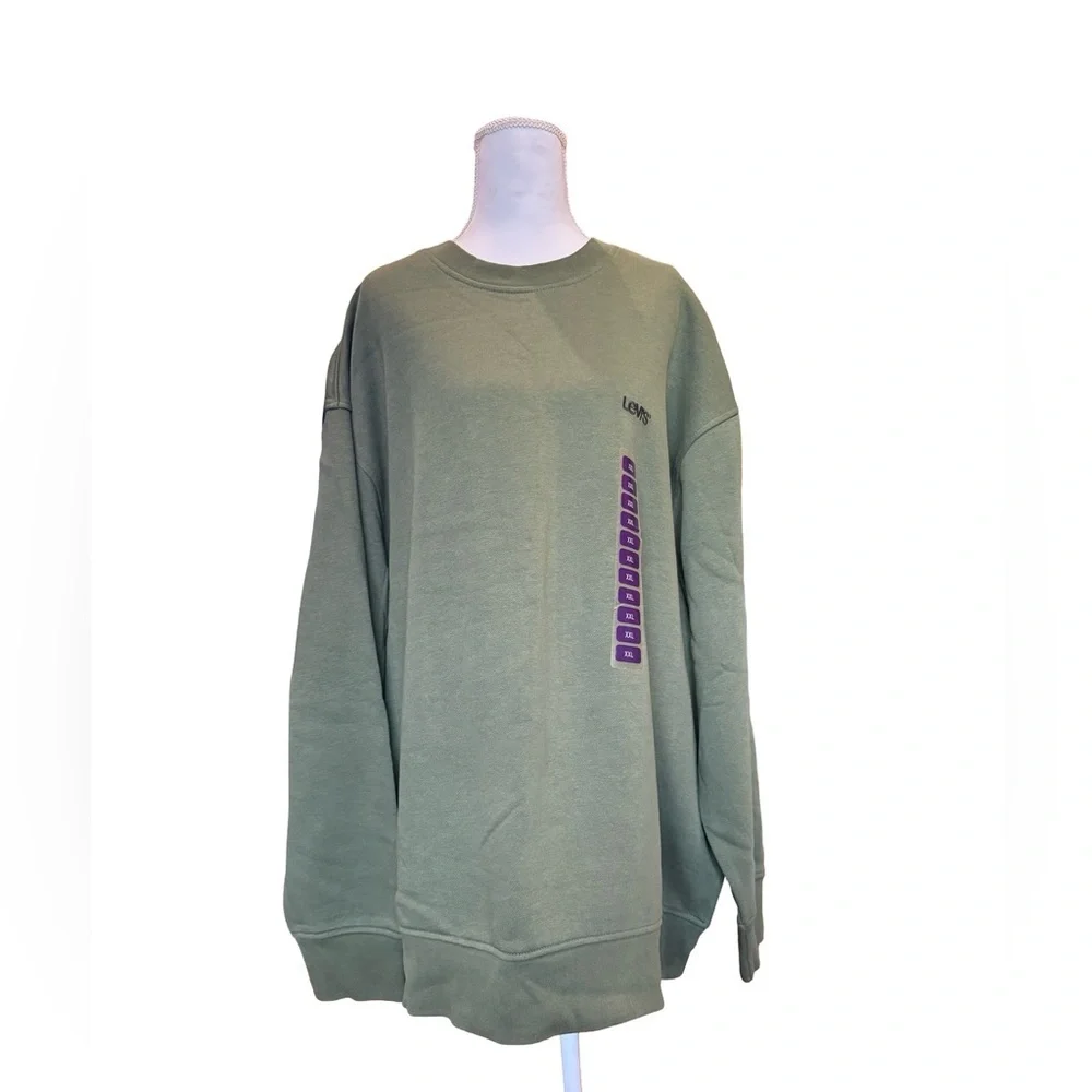 Levi’s Crewneck Sweatshirt XXL Sage Green Logo Pullover NWT Men’s Oversized